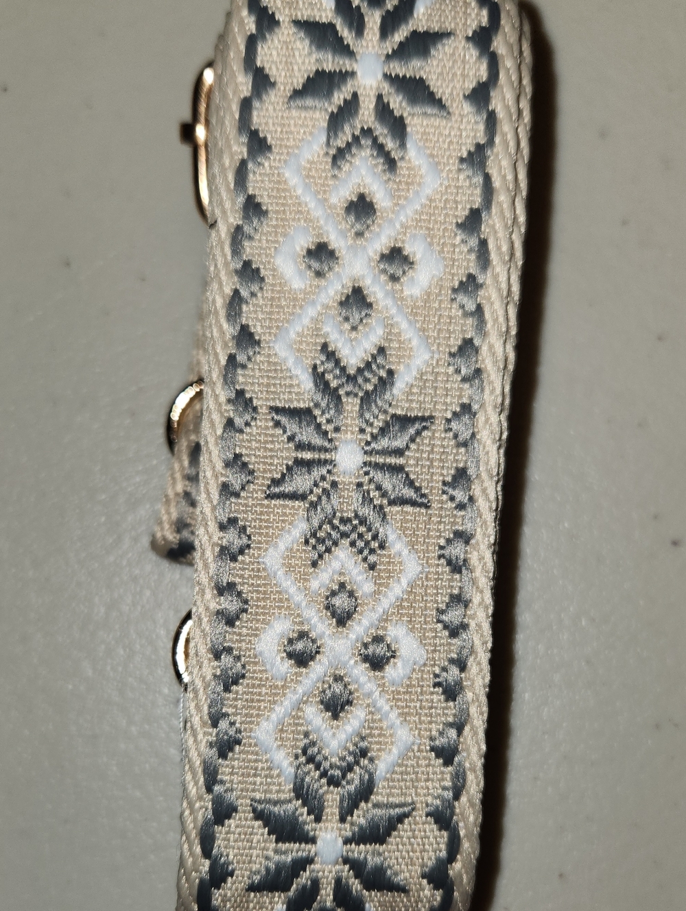 NEW Gray/White/Khaki Star print crossbody Guitar Strap-Gold hardware
